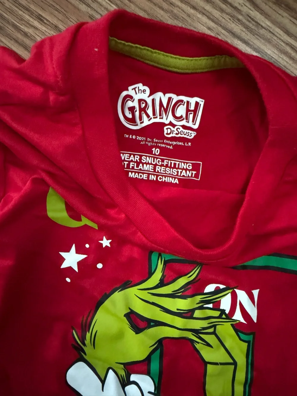 The Grinch Kids Christmas Pajama Set - Red & White Size 10
